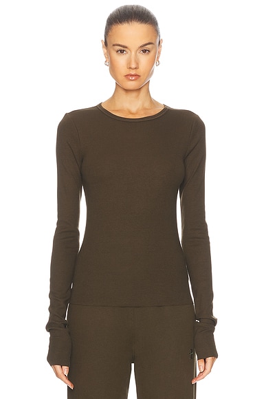 Eterne Long Sleeve Fitted Top in Moss