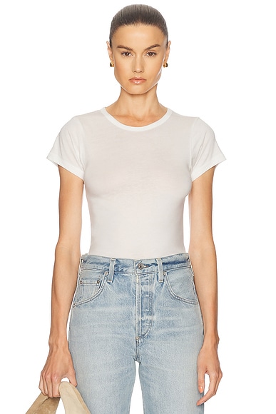 Eterne Fitted Crewneck Short Sleeve Top in Ivory