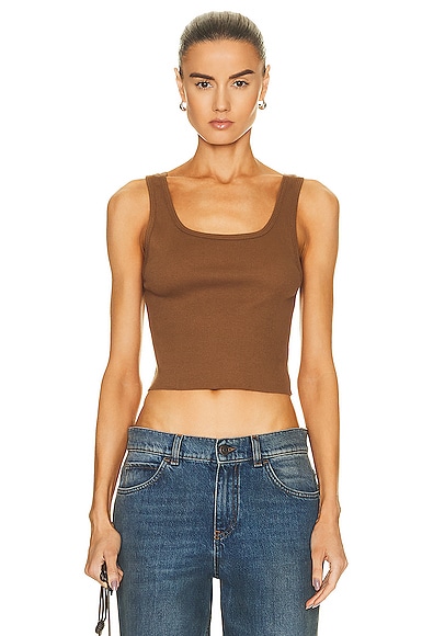 Cropped Scoop Neck Tank Top