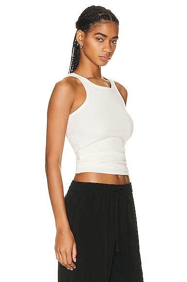 Shop Éterne High Neck Fitted Tank Top In Ivory