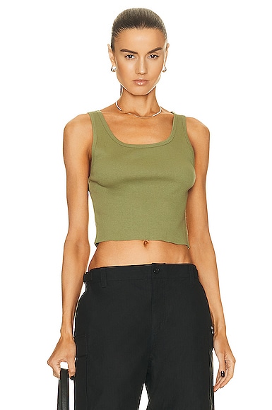Eterne Cropped Scoop Neck Tank Top in Olive