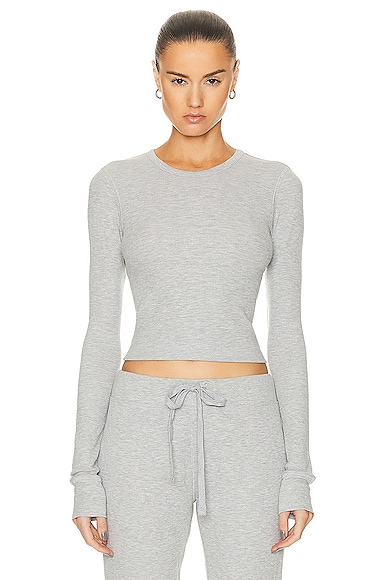 Éterne Long Sleeve Thermal Top In Heather Grey