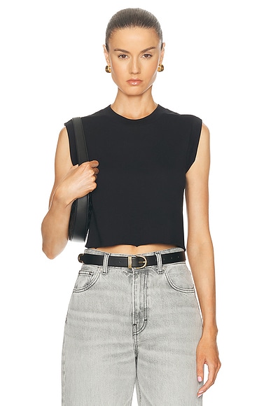 David Koma Crystal Daisy Sleeveless Crop Top in Black David Koma Crystal Daisy Sleeveless Crop Top in Black