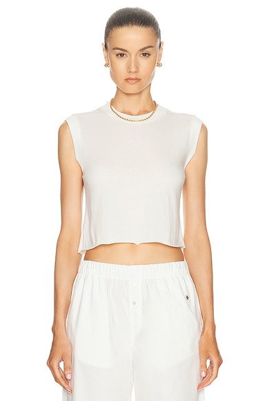 Eterne Cropped Muscle Tank Top in Ivory