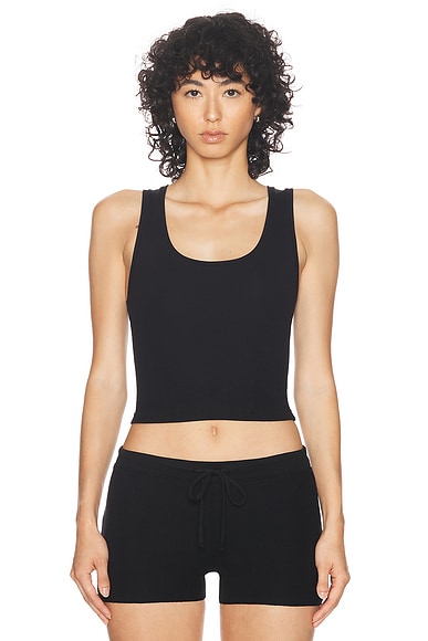 Eterne Square Neck Tank Top in Black