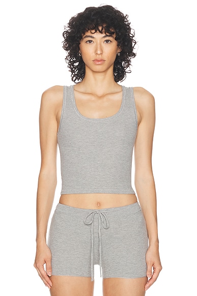 Eterne Square Neck Tank Top in Heather Grey