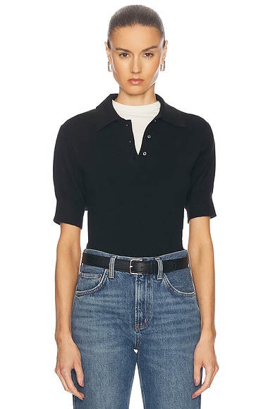 Eterne Journey Cashmere Polo Top in Black