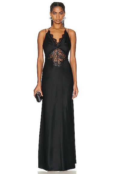 ET OCHS Maria Silk And Lace Gown in Floral Print & Black