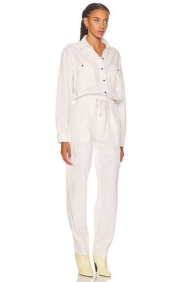 Shop Isabel Marant Étoile Veado Denim Jumpsuit In White