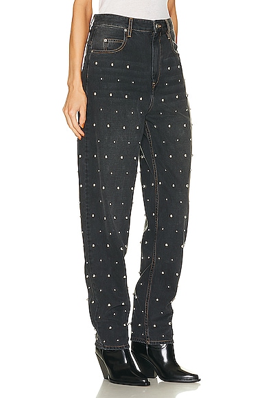 Shop Isabel Marant Étoile Corsy Studded Pant In Faded Black