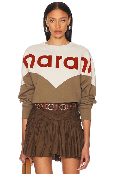 Isabel Marant Etoile Houston Sweatshirt in Ecru & Dark Khaki