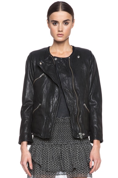 Isabel Marant Etoile Bradi Washed Lambskin Leather Jacket in Black | FWRD