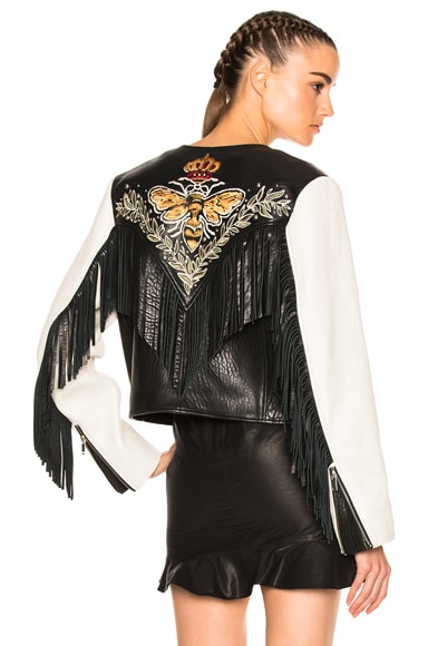 Kirk Embroidered Bubble Leather Jacket