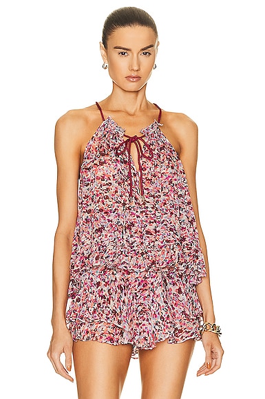 Isabel Marant Étoile Marant Étoile Woman Top Burgundy Size 10 Viscose In Raspberry & Ecru