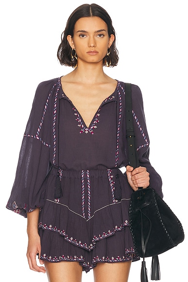 ISABEL MARANT ETOILE トゥモローランド パーカー ベスト Isabel Marant Etoile Fernanda Top in Faded Night & Lilac | FWRD