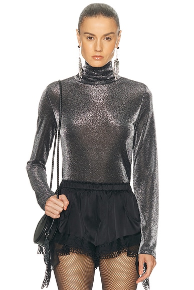 Isabel Marant Etoile Jadia Turtleneck Top in Gun Metal