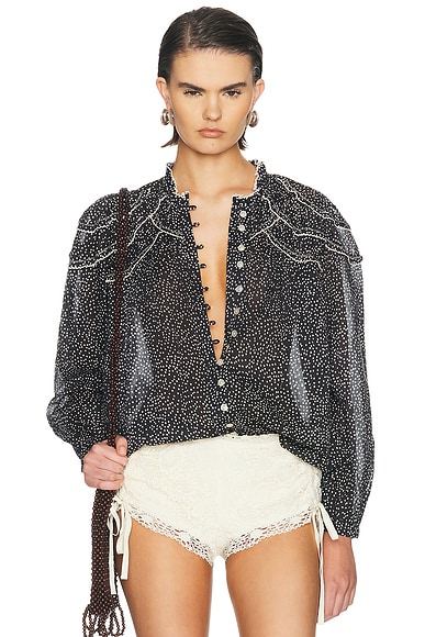 Isabel Marant Etoile Christa Top in Black & Ecru