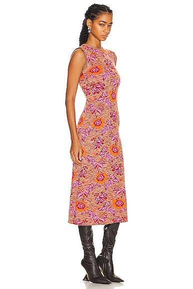 Shop Etro Long Dress In Pink & Orange
