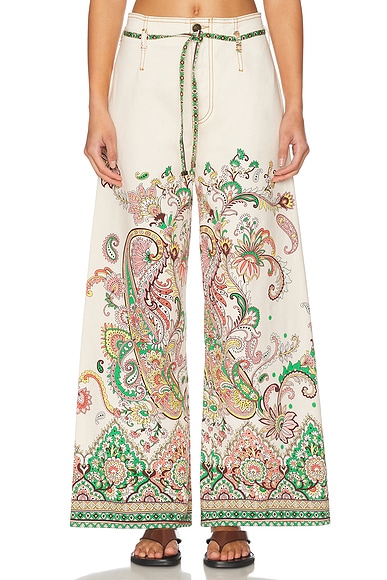 Etro Wide Leg in Print On White Base