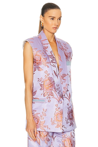 Shop Etro Floral Vest In Purple & Peach