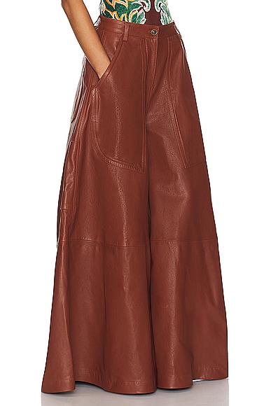 Shop Etro Leather Trouser In Brown