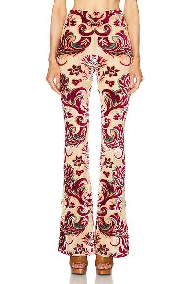 Shop Etro Flare Trouser In Multicolour On Yellow Base