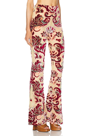 Shop Etro Flare Trouser In Multicolour On Yellow Base