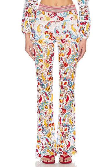 Etro Knit Flare Pants in Multicolor On White Base