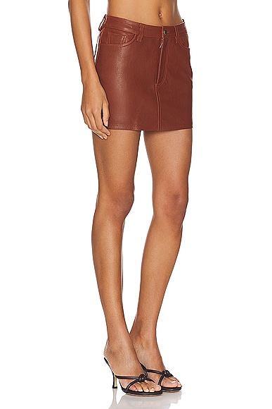 Shop Etro Leather Mini Skirt In Brown