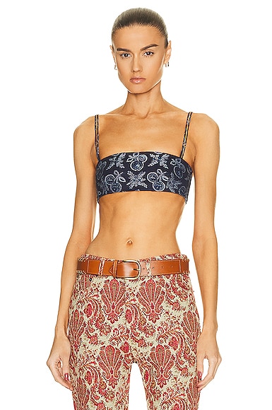 Etro Cotton-blend Jacquard Bra Top In Blu