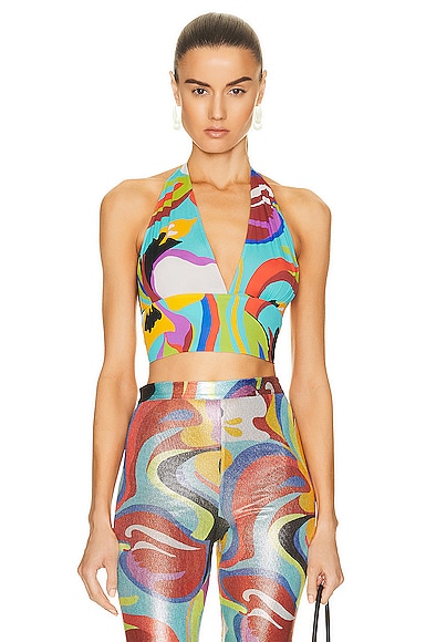Etro Graphic-print Bikini Top In Multicolore