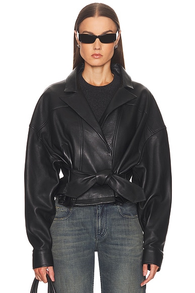 EZR Box Tux Leather Jacket in Black