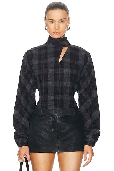 EZR Turtleneck Top in Wish Plaid
