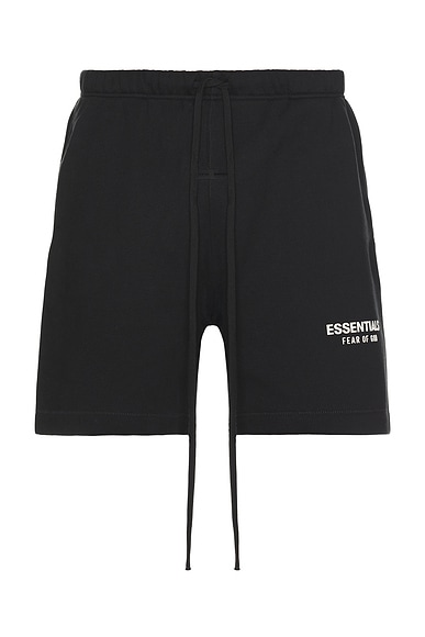 Fear of God ESSENTIALS Soccer Fleece Shorts in Jet Black
