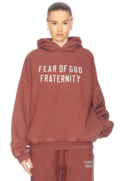 Fear of God ESSENTIALS Heavy Fleece Hoodie in Crimson