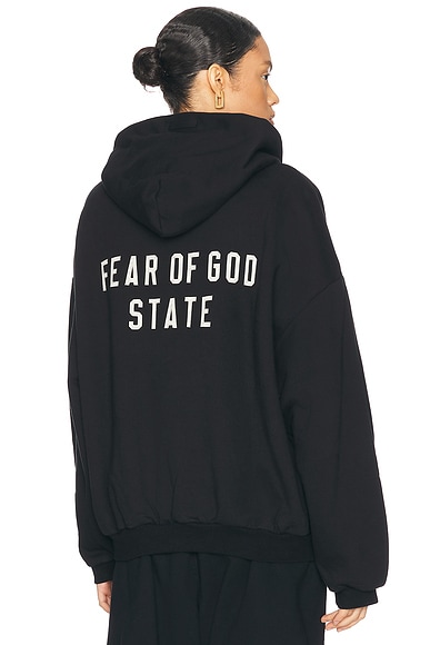 【FEAR OF GOD】 Heavy Fleece Hoodie Fear of God ESSENTIALS Black Heavy Fleece Full Zip Hoodie