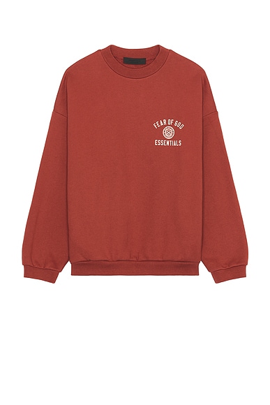 Fear of God ESSENTIALS Fleece Crewneck in Crimson