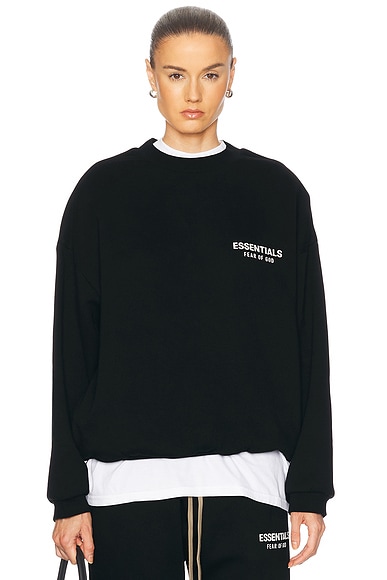 Fear of God ESSENTIALS Fleece Crewneck in Black