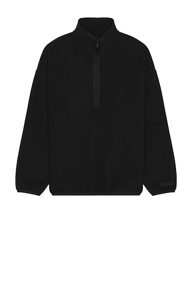 Fear of God ESSENTIALS Brushed Half Zip Pull Over in Black
