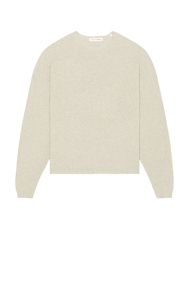 Fear of God ESSENTIALS Waffle Long Sleeve Crew Neck Sweatshirt in Heather Stone