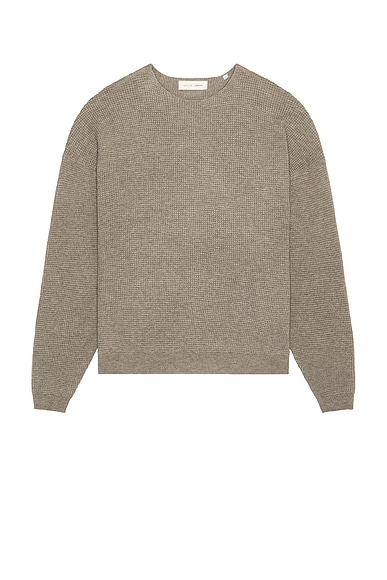 Fear of God ESSENTIALS Waffle Long Sleeve Crewneck Sweater in Homestead Heather