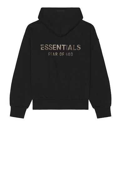 Fear of God ESSENTIALS Classic Fit Fleece Hoodie in Jet Black