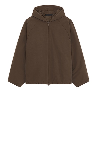 Fear of God ESSENTIALS Military Nylon Hooded Bomber in Brown
