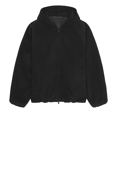 Fear of God ESSENTIALS Brushed Hooded Bomber in Black