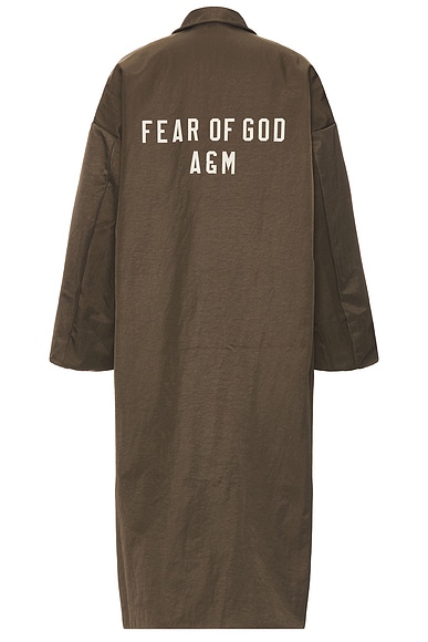 Fear of God ESSENTIALS Textured Nylon Trench in Brown