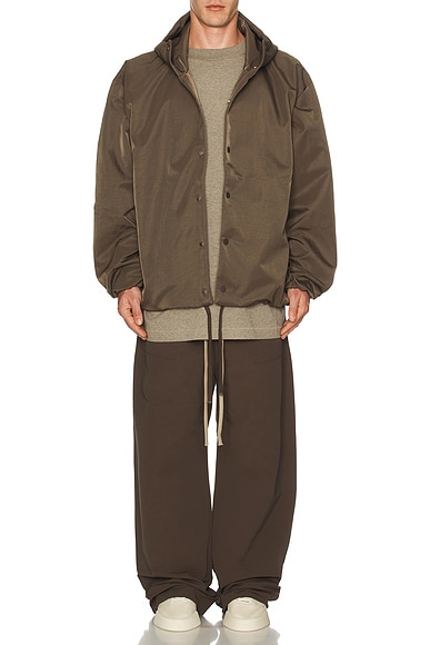 Textured Nylon Hooded Coaches Jacket