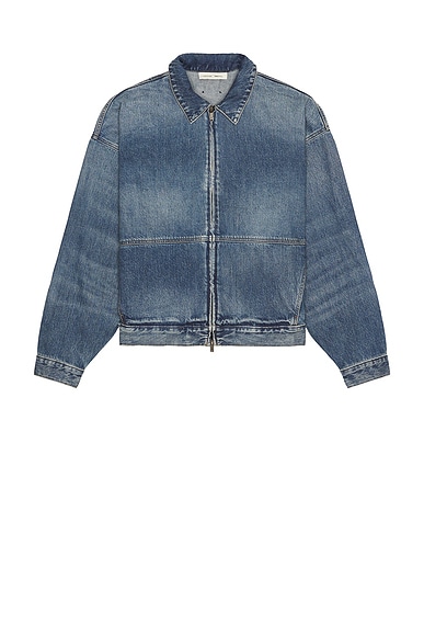 Fear of God ESSENTIALS Denim Trucker Jacket in Classic Blue
