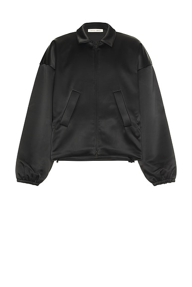 Bonded Satin Zip-Up Bomber