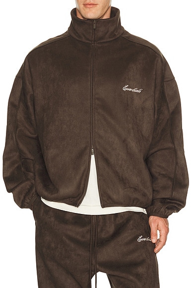 Fear of God ESSENTIALS Signature Modern Track Jacket in Brown