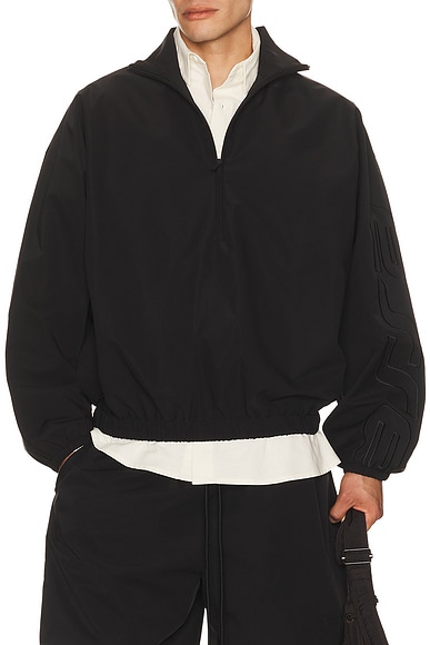 Fear of God ESSENTIALS Active Trace 1/2 Zip Track Jacket in Vintage Black